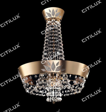 Modern Crown Crystal Chandelier Gold Citilux