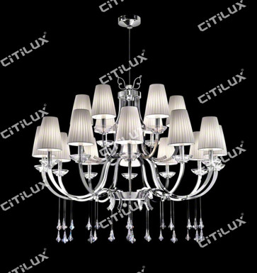 Simple European-Style Line Cut Stainless Steel Chrome Double Chandelier Citilux