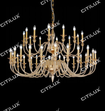 Simple European Transparent Dry Ochre Glass With Lampshade Double Chandelier Citilux