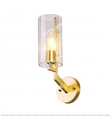 American Copper Single Head Straight Glass Wall Lamp Citilux