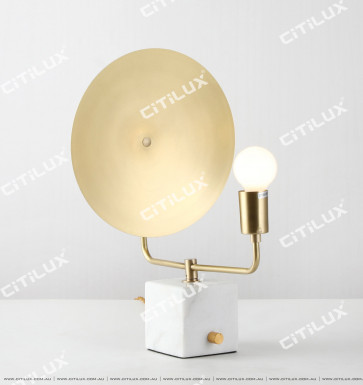 Copper Jazz White Marble Bedside Table Lamp Citilux