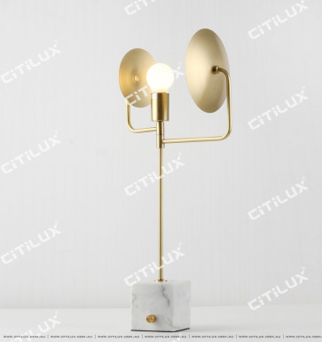 All Copper Jazz White Marble Bedside Table Lamp Citilux