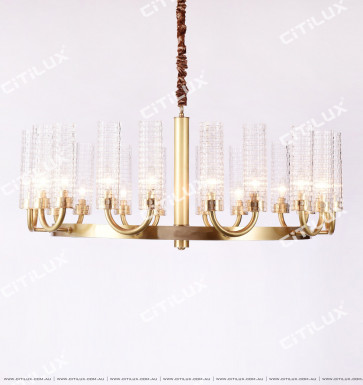 Full Copper Disc Woven Glass Chandelier Large Citilux
