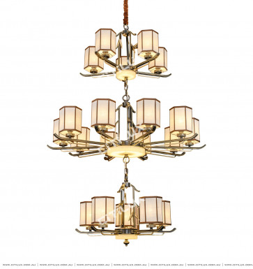New Chinese Marble Three-Tier Chandelier Citilux