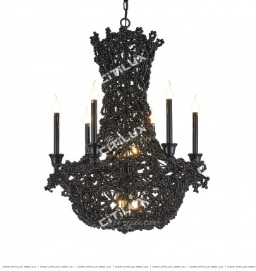 Postmodern Classical High-End Black Beaded String Bird Cage Pendant Light Citilux