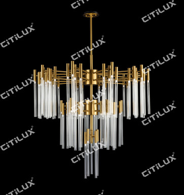 Modern Brushed Titanium Stainless Steel Glass Chandelier Citilux