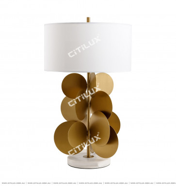 Modern Brushed Titanium Irregular Large Round Table Lamp Citilux