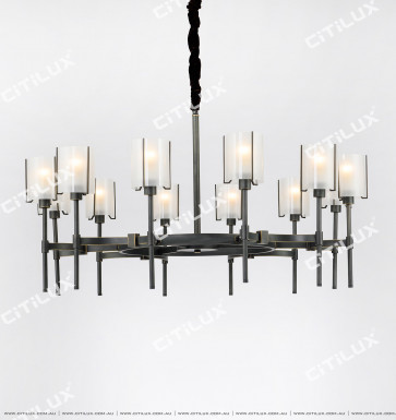 All-Copper American Glass Single-Tier Chandelier Large Citilux