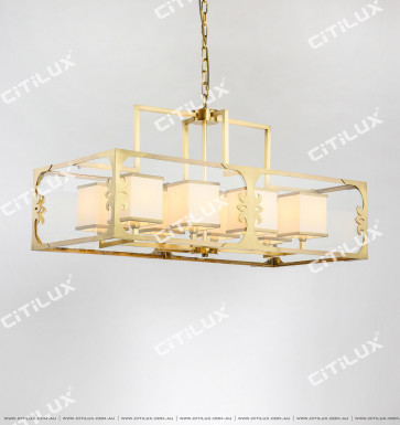 Copper Simple Chinese Fabric Chandelier Citilux