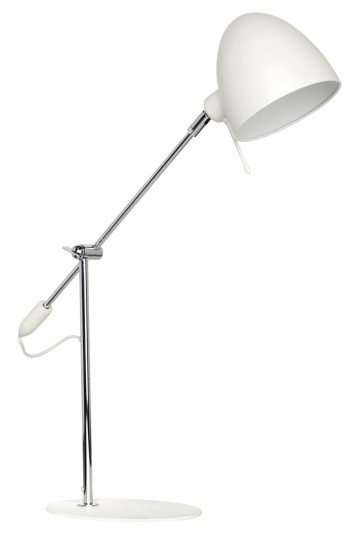 Mylo One Light Metal Anglepoise Table Lamp in Chrome / White Brilliant Lighting