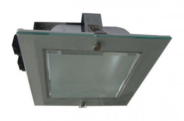 240V Side Entry Square Twin Energy Saving Fluorescent Downlight in Grey / Satin Chrome CLA Lighting