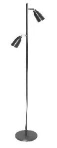 Two Light Floor Lamp in Satin Chrome with 3 Pin CLA Lighting