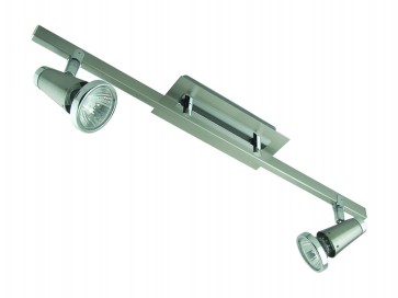 49.5cm Two Light Bar Ceiling Spotlight in Satin Chrome Domus Lighting