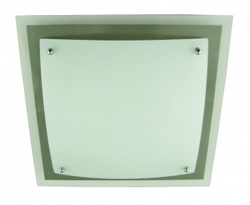 Large One Light Flush Mount with Satin Chrome Surround Domus Lighting