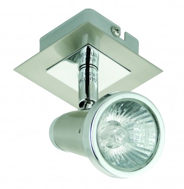 One Light Square Ceiling Spotlight in Satin Chrome Domus Lighting