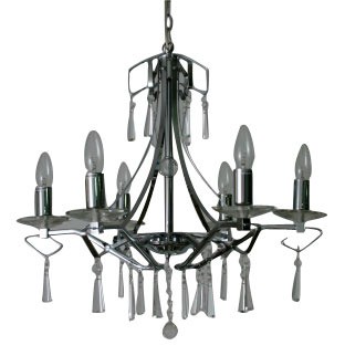 Linea Berna Six Light Chandelier in Chrome Fiorentino