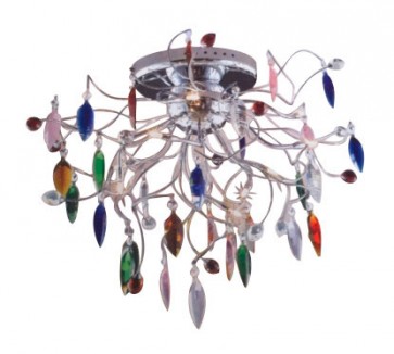 Linea Grillo Nine Light Coloured Drop Pendant in Chrome Fiorentino