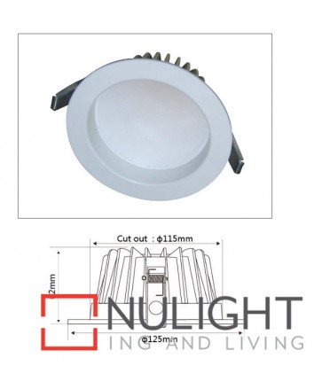 Downlight LED FIXED Dimmable White Round 3000K 13W 90D 115mm IP54 ICF (800 Lumens) CLA