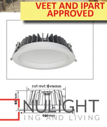 Downlight LED FIXED Dimmable White Round 3000K 18W 170mm IP54 ICF (1300 Lumens)  IPART APP CLA
