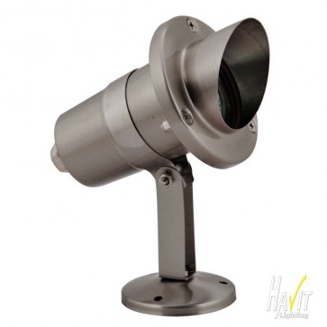 12V LED Large Garden Spike Or Surface Mounted Spotlight with Hood in Stainless Steel Havit