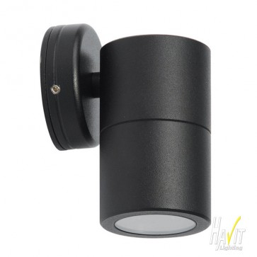 12V LED Tivah Small Outdoor Single Fixed Wall Pillar Light Long Body in Black Havit