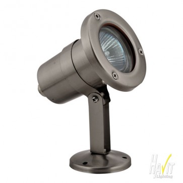 12V Small Garden Spike Or Surface Mounted Spotlight with Hood in Stainless Steel Havit