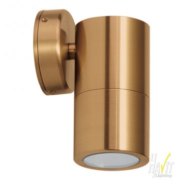 240V Tivah Large Outdoor Fixed Wall Pillar Light Long Body in Solid Copper Havit