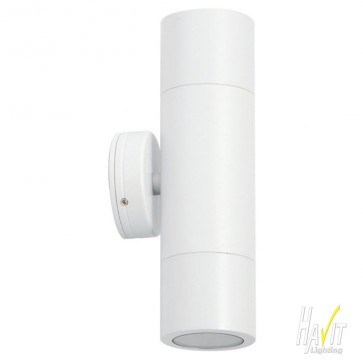 240V Tivah Two Light Outdoor Up/Down Wall Pillar Light in White Havit