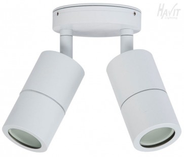 Double Adjustable 2 Light Wall Pillar Light in White Havit