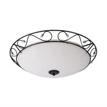 Lisban Flush Mount Ceiling Light with Black Metalware Frost and Natural TriPhosphor Hermosa Lighting
