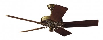 Classic Original Ceiling Fan in Bright Brass with Five Walnut / Oak Switch Blades Hunter Fans