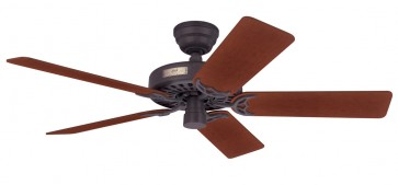 Classic Original Ceiling Fan in Weathered bronze with Five Walnut / Light Cherry Switch Blades Hunter Fans