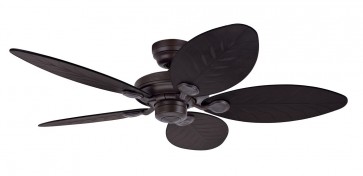 Outdoor Element II Ceiling Fan in New Bronze with Five ark Antique Wicker Style / Palm Frond Plastic Switch Blades Hunter Fans