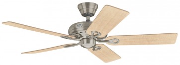 Savoy Ceiling Fan in Brushed Nickel with Five Maple / Cherry Switch Blades Hunter Fans