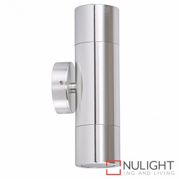 Silver Coloured Aluminium Up/Down Wall Pillar Light  2X 10W Gu10 Led Cool White HAV