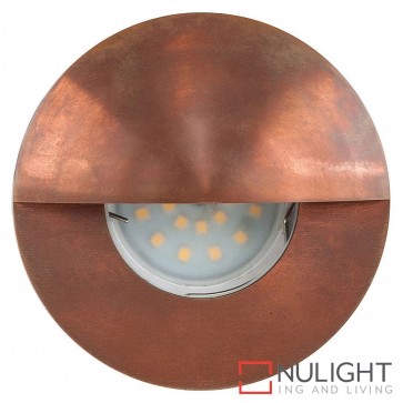 Copper Recessed Round Wall / Steplight With Eyelid 5W Mr16 Led Warm White HAV