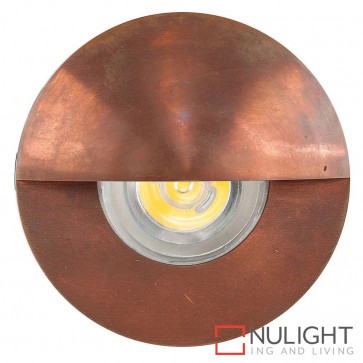 Copper Recessed Round Wall / Steplight With Eyelid 1W 12V Led Cool White HAV