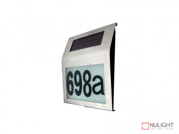 Illuminated House Numbers Light With Built In Solar Panel Bright White LED's Stainless Steel VBL
