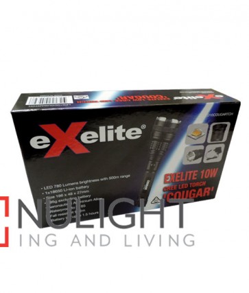 EXELITE LED TORCH Black CREE 10W IP65 Range 500m (780 Lumens) CLA