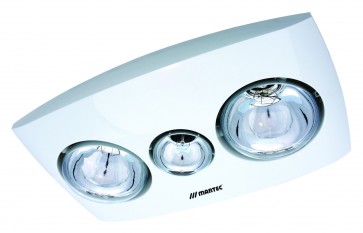 Contour 2 Heat 3 in 1 Bathroom Heater Fan and Light in White Martec
