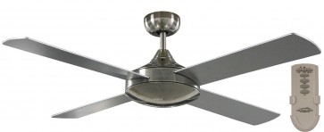 Four Seasons Primo Ceiling Fan in Silver with No Light Remote Package Martec
