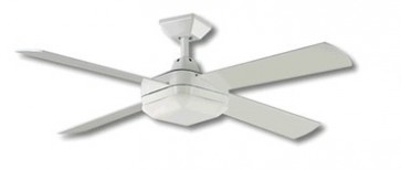 Quadrant 130cm Ceiling Fan in Gloss White with Fluoro Light Kit and Remote Martec