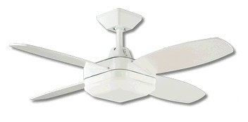Quadrant Mini Ceiling Fan in White with Fluro Light Martec
