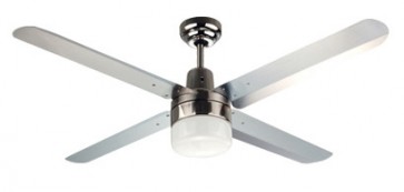 Trisera Interchangeable 3 or 4 Blade 130cm Ceiling Fan in Brushed Nickel with Clipper Light Martec