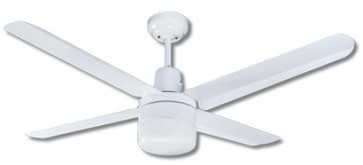 Trisera Interchangeable 3 or 4 Blade 130cm Ceiling Fan in White with Clipper Light Martec