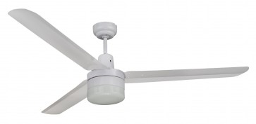 Trisera Interchangeable 3 or 4 Blade 150cm Ceiling Fan in White with Clipper Light Martec