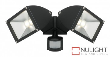 Zone2 LED 2x11W Exterior Floodlight with Sensor Black MEC