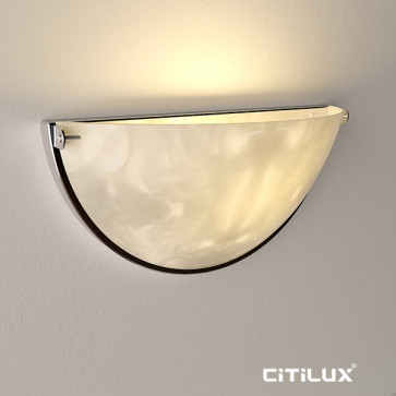 Glacier half curved E14 Indoor Wall Sconce in Polished Chrome with Pearl Opal Diffuser Citilux
