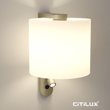 Pennsylvania Wall Light with Reading Lamp in Antique Brass Citilux