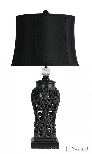 Dorne Antique Black Cut Table Complete Lamp ORI
